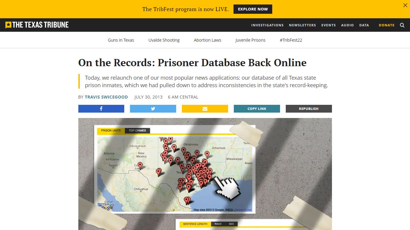 On the Records: Prisoner Database Back ... - The Texas Tribune
